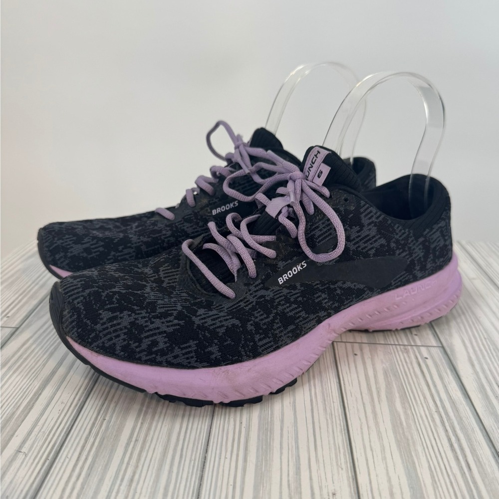 Brooks Launch 6 Women's‎ Running Shoes Black Lavender Athletic Sneakers Size 9.5